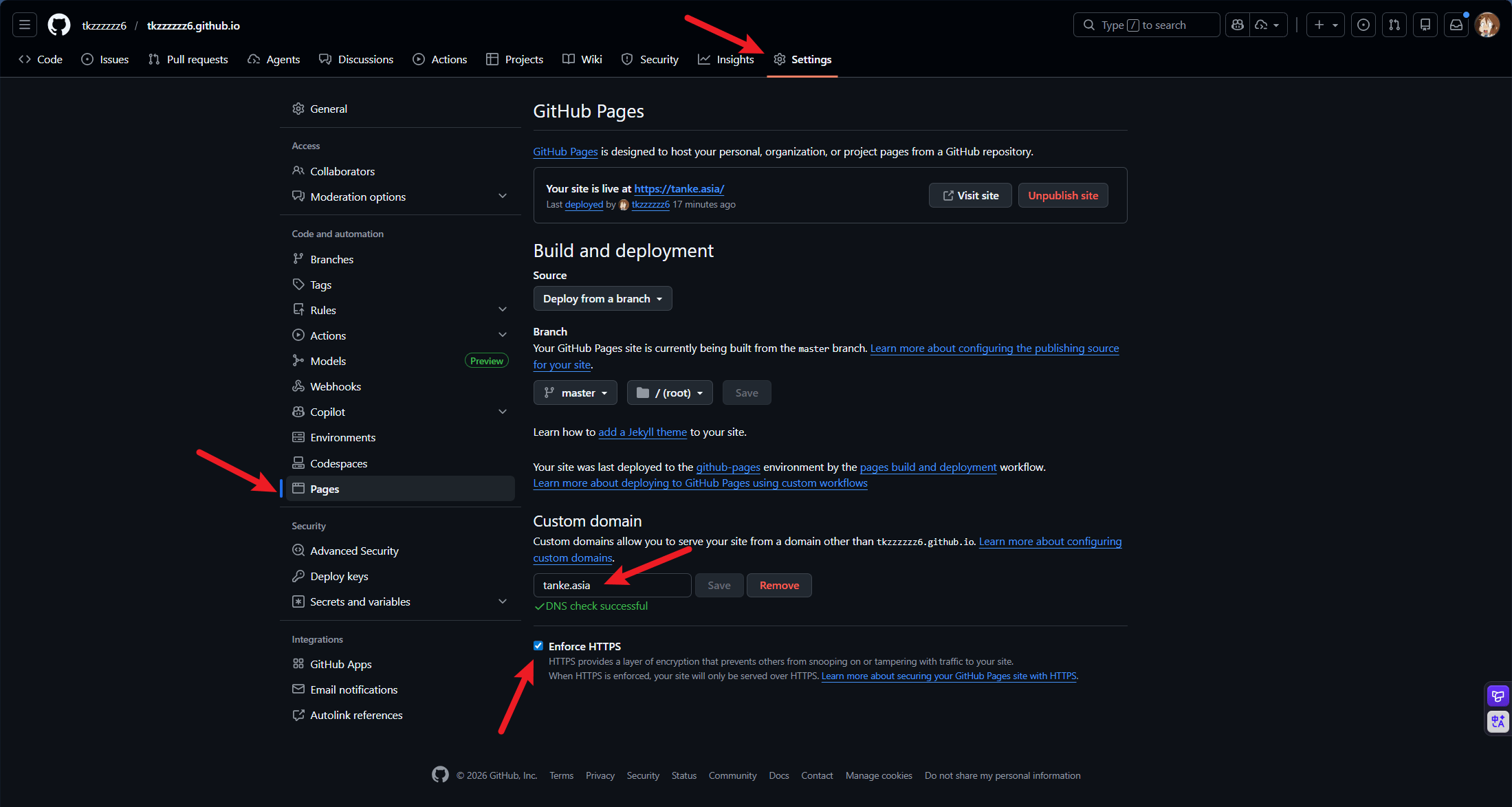 GitHub Pages 自定义域名设置